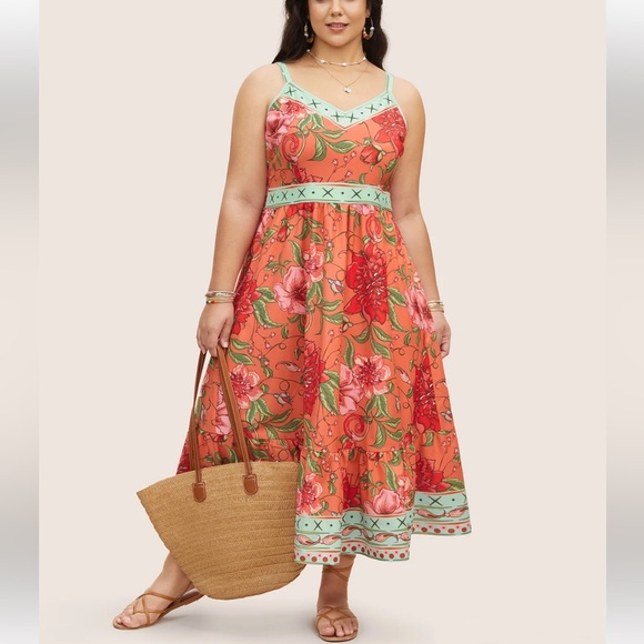 Bloomchic Floral Print Elastic Waist Shirred Cami Dress - Picture 2 of 7